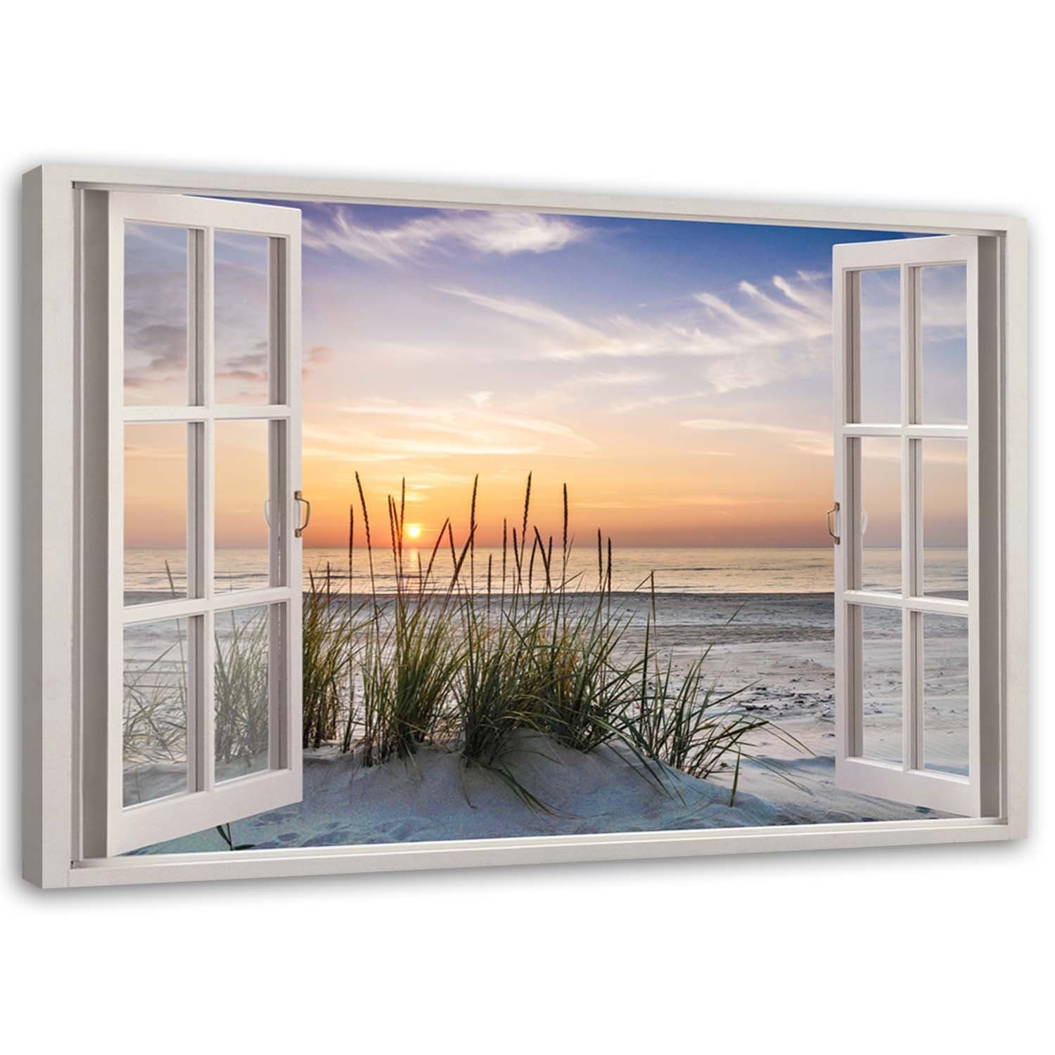 Obraz na płótnie, Okno z widokiem na plażę (Rozmiar 60x40)