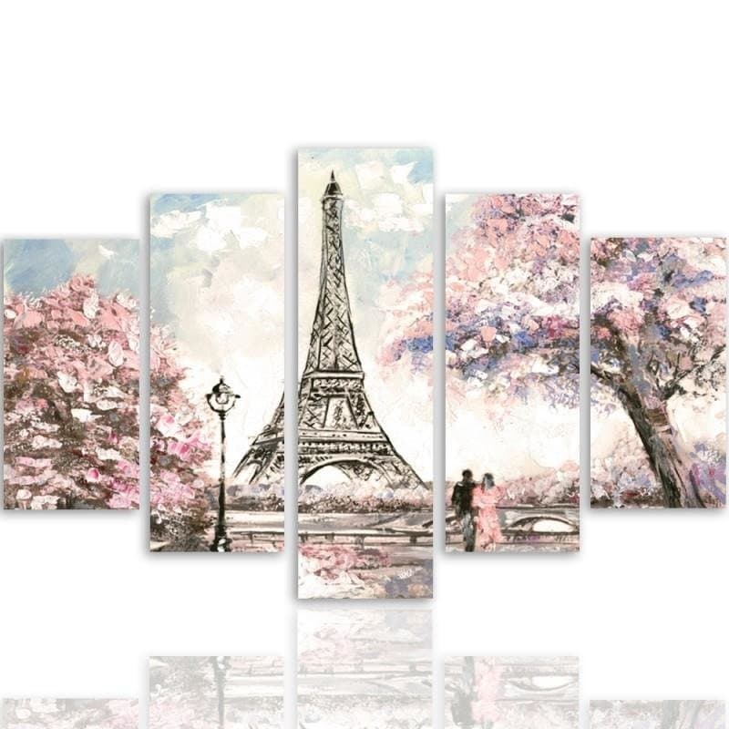 Obraz pięcioczęściowy na płótnie, Wiosna w Paryżu (Rozmiar 100x70)