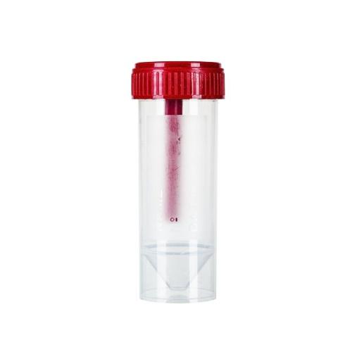 FL MEDICAL Pojemnik na kał z łopatką i czerwoną nakrętką, niejałowy, 30ml
