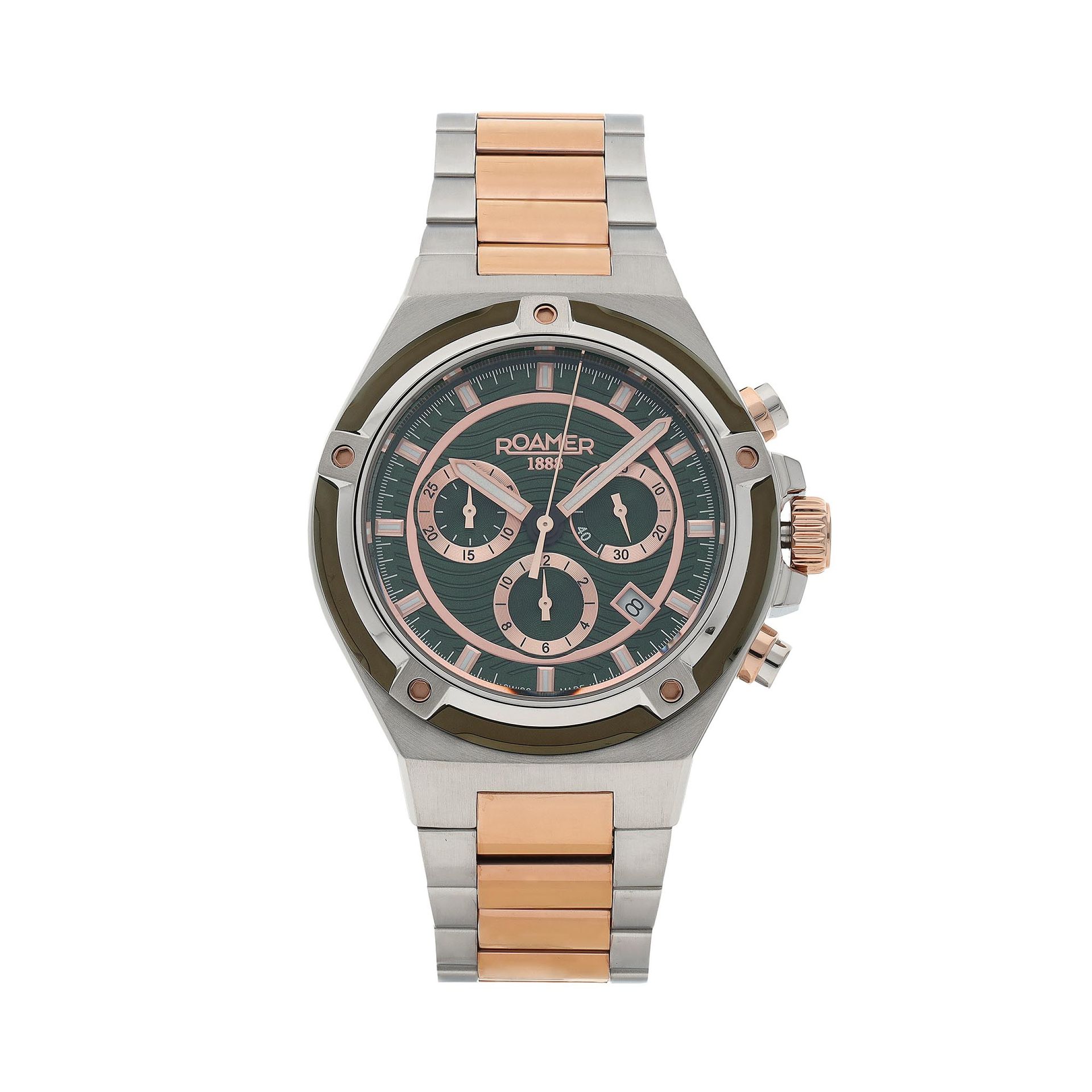 Zegarek ROAMER - Tempomaster Chrono 221837 49 75 20 Green/Rose Gold/Silver