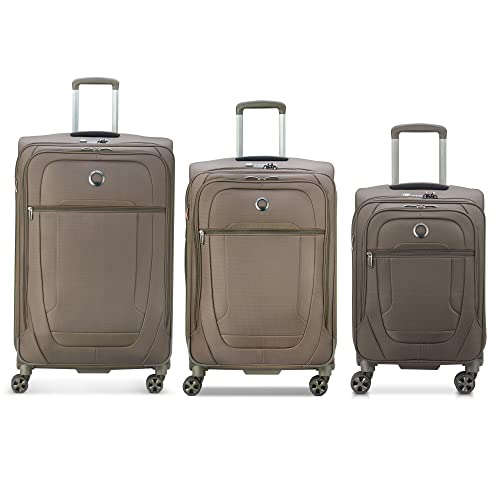 DELSEY PARIS - Helium DLX - Zestaw 3 miękkich walizek do bagażu ultralekkiego - Bagaż kabinowy 55 cm średnio walizki 71cm - Duża walizka 83cm - Moka, Mokka, Zestaw 3-częściowy
