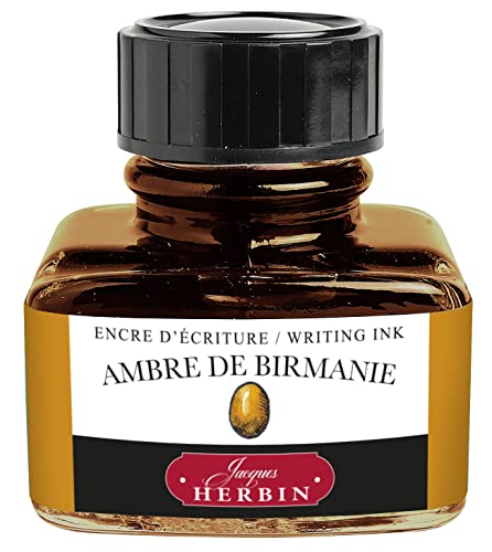 Herbin 13041T - Butelka atramentu 30 ml do piór wiecznych i długopisów, Bursztyn Birmański