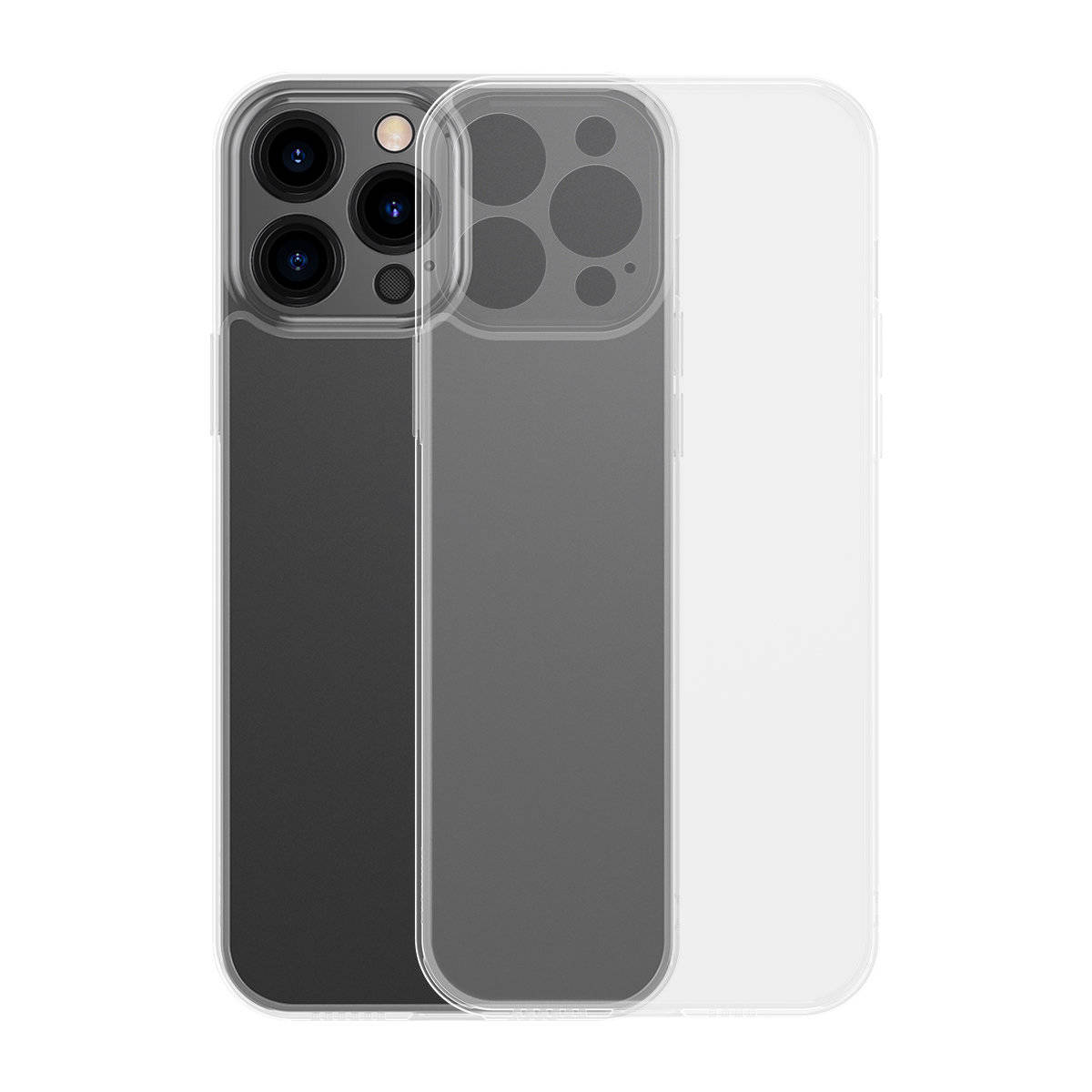 Baseus Frosted Glass Case etui pokrowiec do iPhone 13 Pro sztywna obudowa z żelową ramką przezroczysty (ARWS000702)
