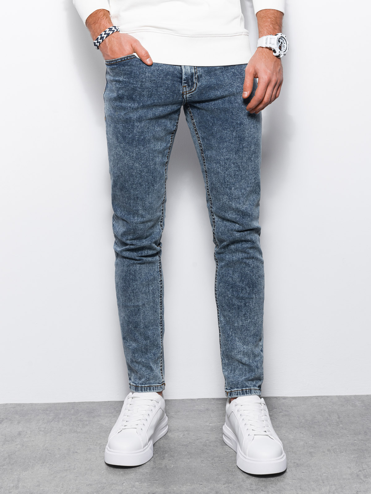 Spodnie męskie jeansowe SKINNY FIT - niebieskie V5 P1062