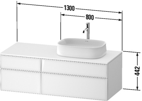 Duravit Zencha Szafka podumywalkowa wisząca 130x55 cm biała ZE4827064840000