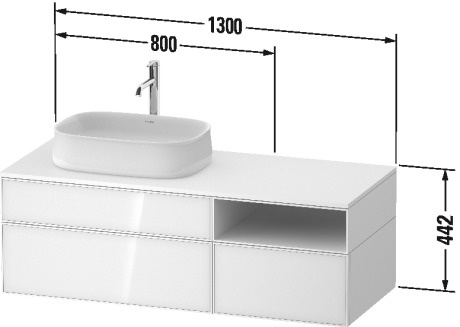 Duravit Zencha Szafka podumywalkowa wisząca 130x55 cm biała ZE4828064840000
