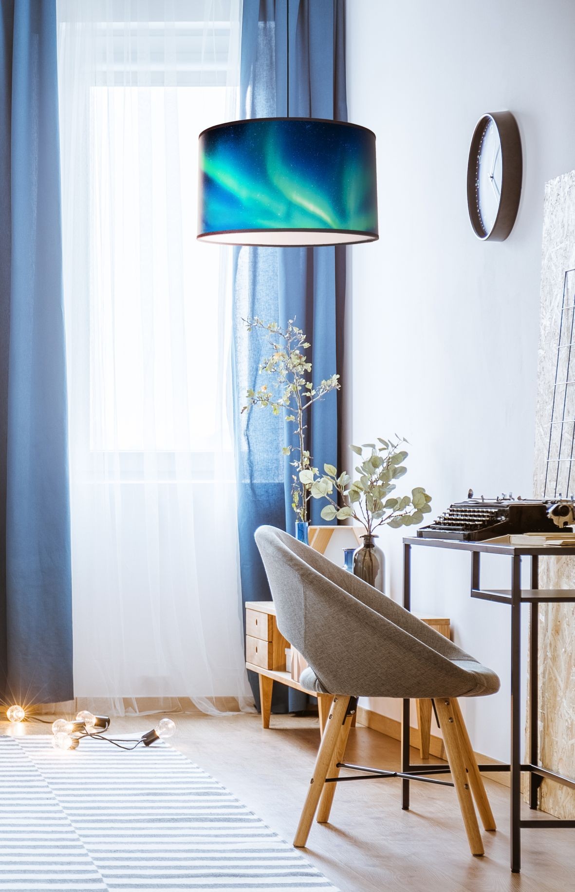 Print lampa wisząca niebieska 80788 Duolla