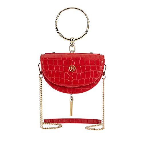 VICTORIA HYDE Handbag Shoulder Bags Women Genuine Leather Half-moon Bag-Red, czerwony, 20 cm x 12 cm x 6 cm, Casual