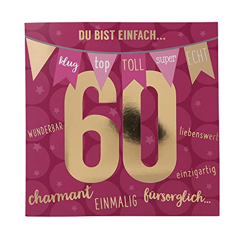 Depesche 11515-046 Kartka z liczbami na 60. urodziny z muzyką, uszlachetniona kartka składana z oryginalnym tekstem wewnętrznym, w tym koperta, format 15,5 x 15,5 cm
