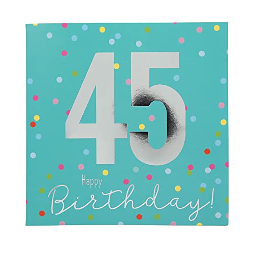 Depesche 11515-041 Kartka z liczbami na 45. urodziny z muzyką, uszlachetniona kartka składana z oryginalnym tekstem wewnętrznym, w tym koperta, format 15,5 x 15,5 cm