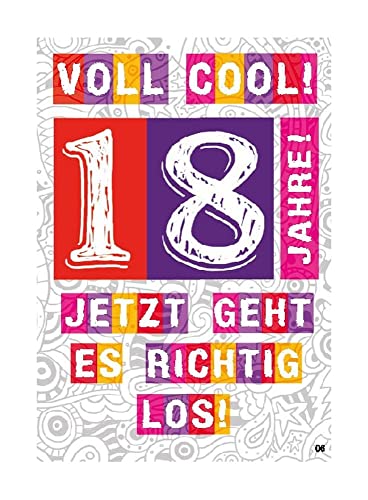 Kartka z życzeniami na 18. urodziny, niezwykła kartka urodzinowa z muzyką, sentencją i ruchomymi elementami, w zestawie koperta, 14,8 x 21 cm