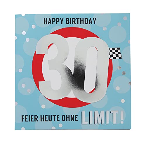 Depesche 11515-036 Kartka z liczbami na 30. urodziny z muzyką, uszlachetniona kartka składana z oryginalnym tekstem wewnętrznym, w tym koperta, format 15,5 x 15,5 cm