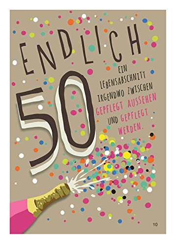 Kartka z życzeniami na 50. urodziny, niezwykła kartka urodzinowa z muzyką, sentencją i ruchomymi elementami, w zestawie koperta, 14,8 x 21 cm