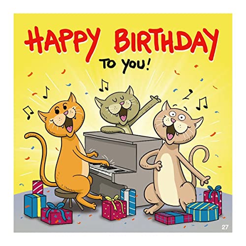 Kartka z życzeniami z muzyką, dowcipna kartka urodzinowa z kolorowym motywem, pasującym hasłem i tekstem wewnętrznym, w zestawie z kopertą, 17 x 16,5 cm