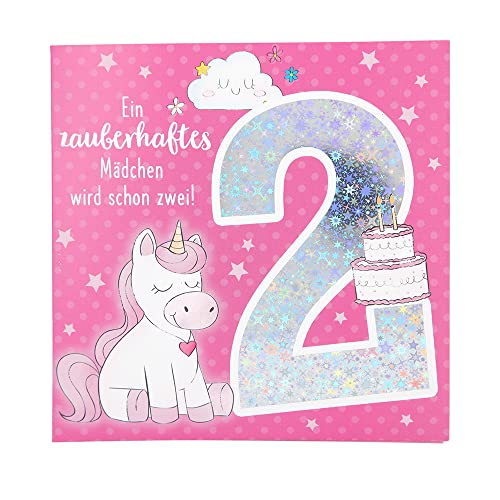 Depesche 11515-003 karta z liczbami na 2. urodziny z muzyką, uszlachetniona kartka składana z oryginalnym tekstem wewnętrznym, w tym koperta, format 15,5 x 15,5 cm