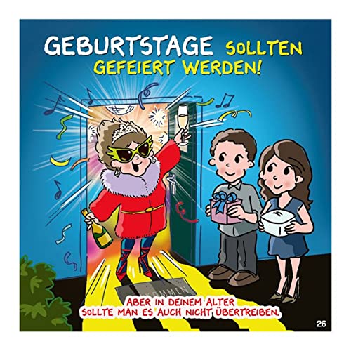 Kartka z życzeniami z muzyką, dowcipna kartka urodzinowa z motywem archei, pasująca sentencja i tekst wewnętrzny, w zestawie z kopertą, 17 x 16,5 cm