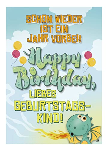 Kartka z życzeniami na urodziny (neutralna), niezwykła kartka urodzinowa z muzyką, sentencją i ruchomymi elementami, w zestawie koperta, 14,8 x 21 cm