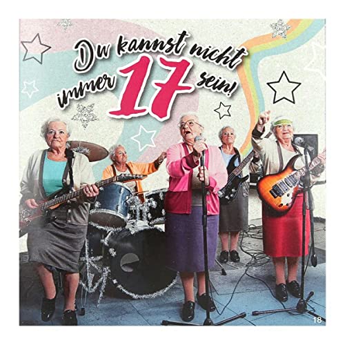 Kartka z życzeniami z muzyką, dowcipna kartka urodzinowa z kolorowym motywem, pasującym hasłem i tekstem wewnętrznym, w zestawie z kopertą, 17 x 16,5 cm