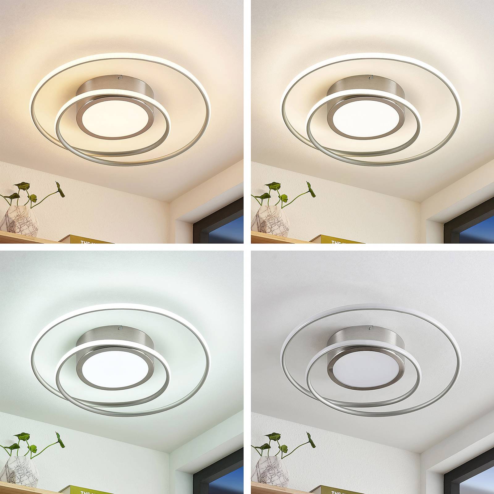 Lindby Bovia lampa sufitowa LED, CCT, nikiel