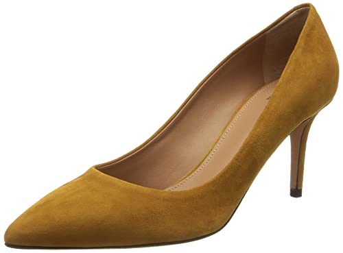 BOSS damskie Eddie Pump 70-S włoska zamszowa zamszowa skórzana czółenka 70-S, Ciemny żółty 706, 35 EU