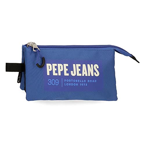 Pepe Jeans Darren Triple Case Blue 22x12x5 cm poliester, niebieski, potrójne etui, NIEBIESKI, Potrójne etui