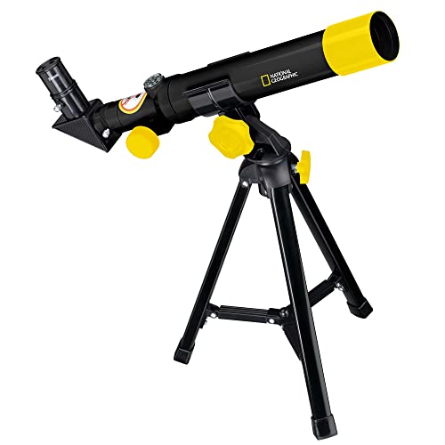 National Geographic Teleskop soczewkowy 40/400 dla dzieci z mocowaniem AZ, 2 okulary, wbudowany kompas i uchwyt na smartfon, czarny, 9140400