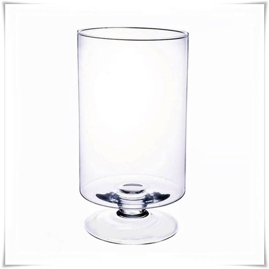 Świecznik szklany na nodze, kielich cylinder WWN H-30 cm D-15 cm