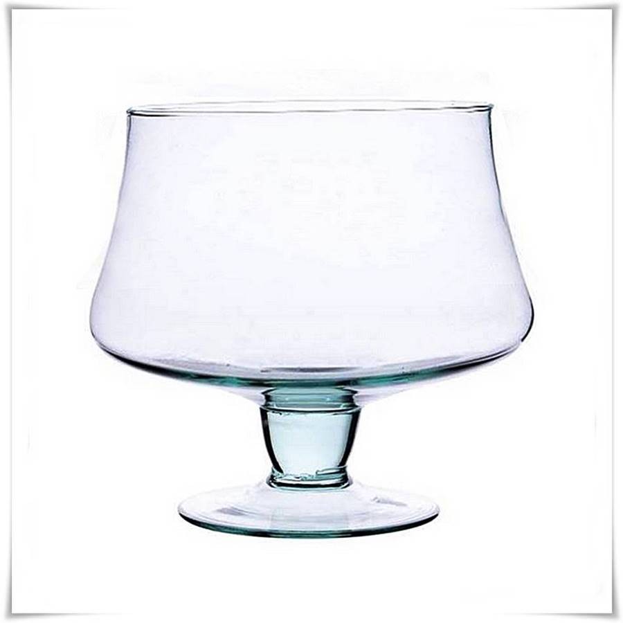 Salaterka szklana na nóżce KK-4 H-15,5 cm D-16 cm / szkło ekologiczne