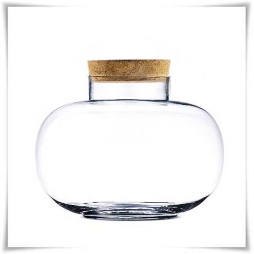 Las w słoiku, szklany słoik z korkiem, kula spłaszczona BONITA  H-22 cm D-26 cm