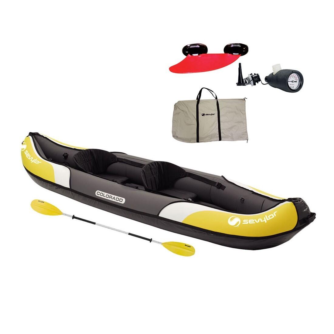 Sevylor Sportowy Colorado Kit - 2Osobowy Kajak (Z Wiosłem, Pompą Nożną, Rozmiar 331 X 88Cm, Pojemność 200 Kg), Ciężar 14,7 Kg