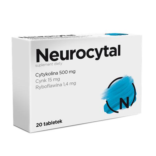 Neurocytal 500 mg cytykoliny, Wspomaga prawidłowe funkcjonowanie układu nerwowego - 20 tabletek - !!! WYSYŁKA W 24H !!!
