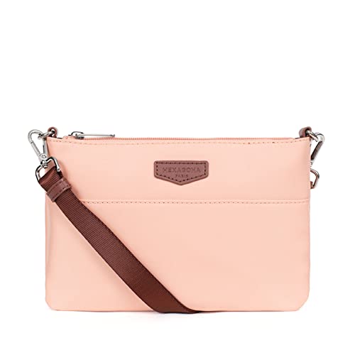 Hexagona Damska kolekcja Paris-Clutch POP Fuksja w nylonie-1 zdejmowany regulowany pasek na ramię - ceremonia damska torebka na telefon, L: 23 x wys.: 16 x P: 2 cm, różowy