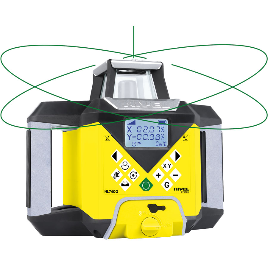 Nivel System NL740G DIGITAL - niwelator laserowy (wiązka zielona) z czujnikiem cyfrowym, spadki cyfrowe