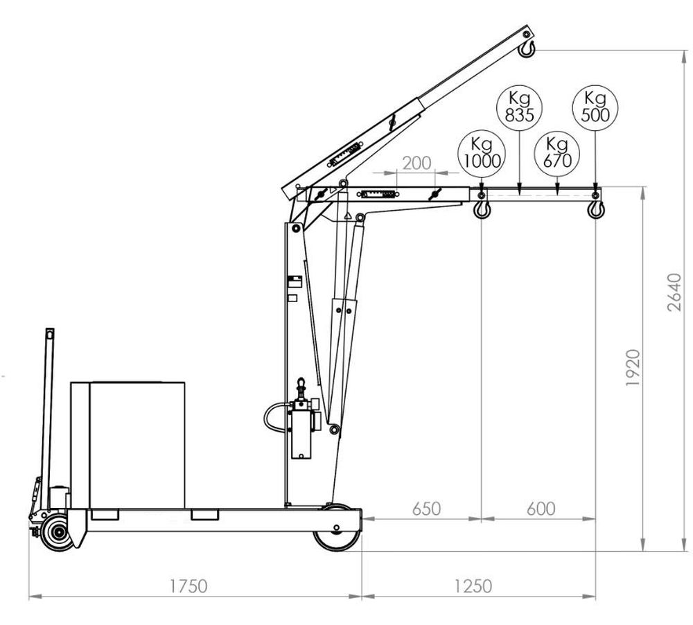 LIFERAIDA Żurawik z przeciwwagą, napęd ręczny, podnoszenie ręczne + Generator ozonu za 1 złotych! (udźwig: 500-1000 kg, wys. podnoszenia: 1920-2640 mm) 03079929