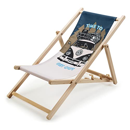 Volkswagen 7E9069635A leżak dla dzieci, leżak kempingowy, krzesło składane, z motywem VW T1 Bulli, obciążenie do 40 kg