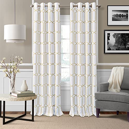 Elrene Home Fashions Kaiden geometryczny pokój zaciemniający panel zasłony okiennej, 132 cm szer. x 230 cm dł. (1, złoty żółty