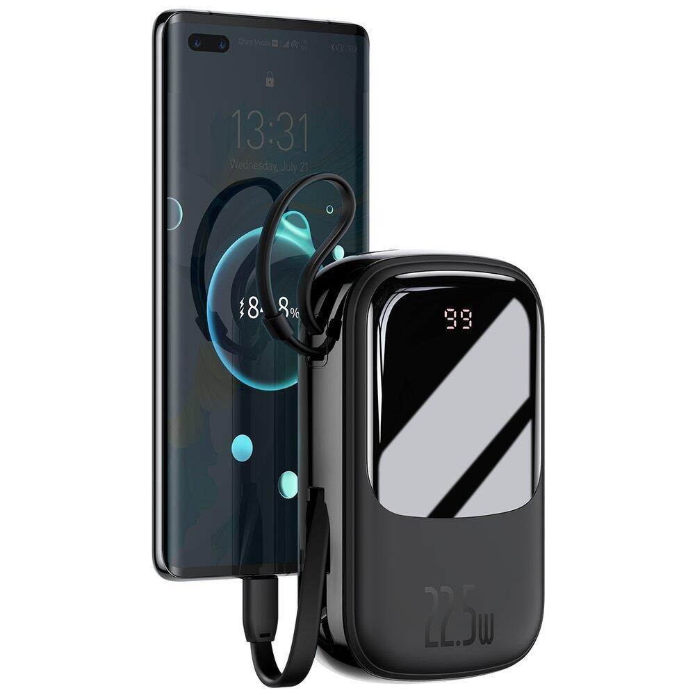 Baseus Powerbank Qpow 20000mAh IP USB USB-C 22.5W z kablem USB-C czarny)