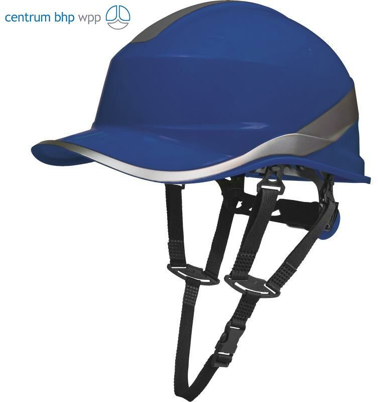 DELTAPLUS DIAMOND V UP HEŁM BUDOWLANY Z ABS O KSZTAŁCIE CZAPECZKI BASEBALL, Z SYSTEMEM REGULACJI ROTOR , +50 C/-10 C - MM - LD - 440 VAC - IZOLACJA ELEKTRYCZNA (EN50365) (NIEBIESKI FLUO, REG)
