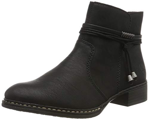 Rieker Botki – czarne syntetyczne, rozmiar 36 EU, Czarny czarny 00 00, 42 EU