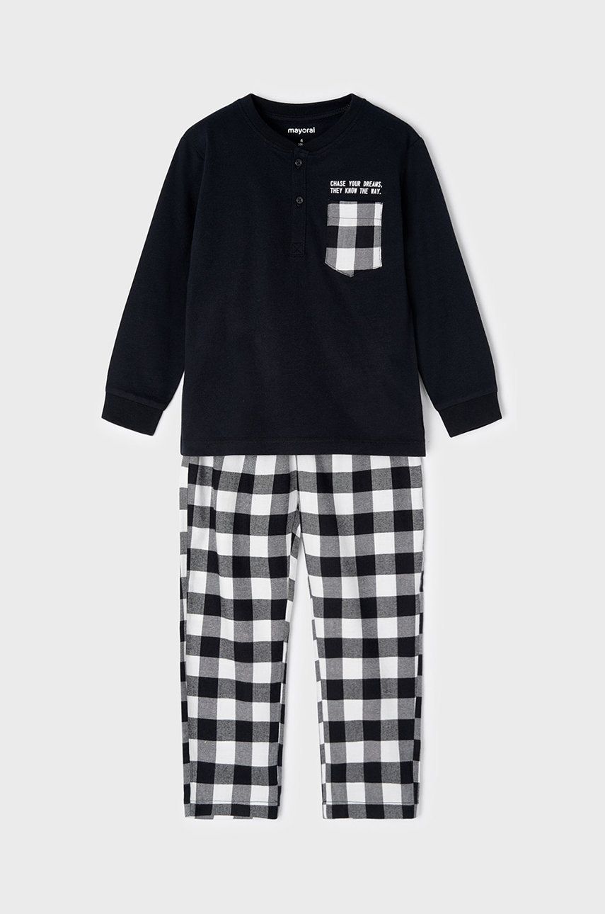 Piżamy chłopięce - Mayoral piżama dziecięca kolor czarny wzorzysta - grafika 1