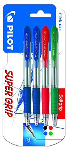 Pilot Spain Bpgp 10r-m Super Grip długopis z tuszem na bazie oleju, 4 sztuki, wielokolorowy
