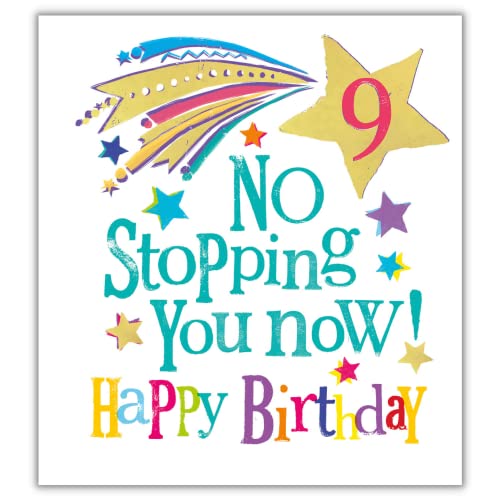 Kartka urodzinowa w wieku 9 lat, kartka urodzinowa Brightside Age 9, 9-te urodziny jasna kartka, kartka z okazji 9-tych urodzin