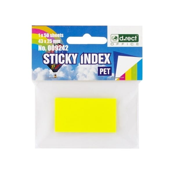 Zakładki indeksujące D.RECT ECO 25X43 żółte 50szt /009242/