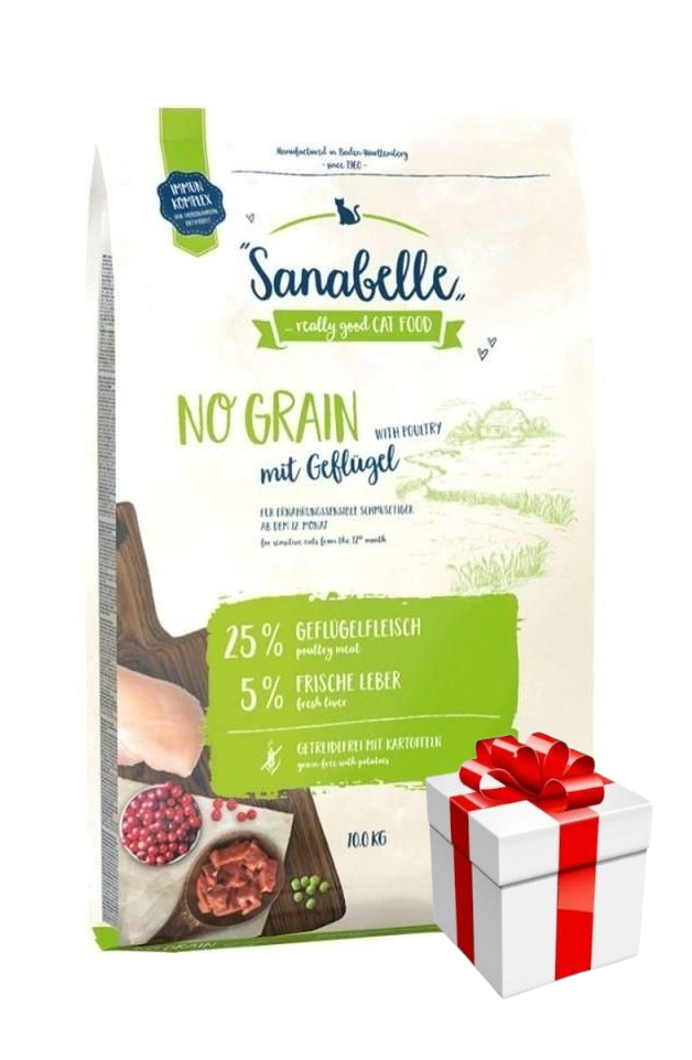 Sanabelle No Grain Drób 10kg + Niespodzianka dla kota GRATIS