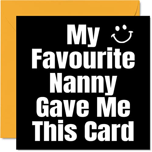 Śmieszne kartki urodzinowe dla wnuczki - moja ulubiona niania - kartka urodzinowa dla wnuczki wnuka od nianii, prezenty urodzinowe, 145 mm x 145 mm kartki z życzeniami z humorem