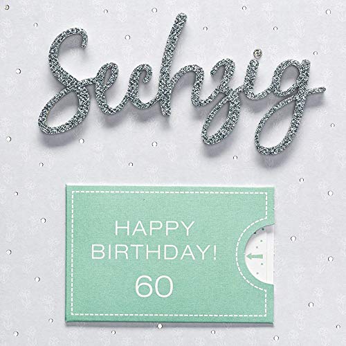 Kartka urodzinowa na 60. urodziny Lettering Surprise - sześć - 15 x 15 cm