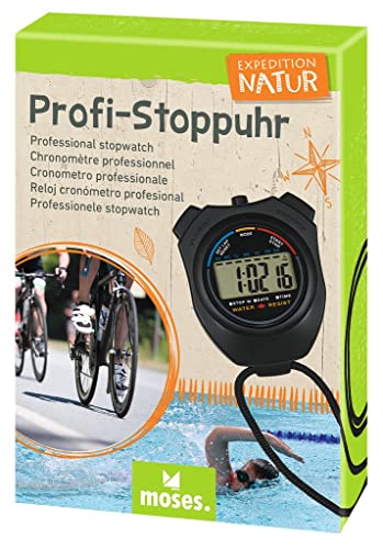 moses. Expedition Natura profesjonalny stoper, sportowy i rekreacyjny licznik czasowy do lekkoatletyki, treningu piłki nożnej, biegania, sprintertu, jazdy na rowerze i pływania, 9838 czarny, poręczny