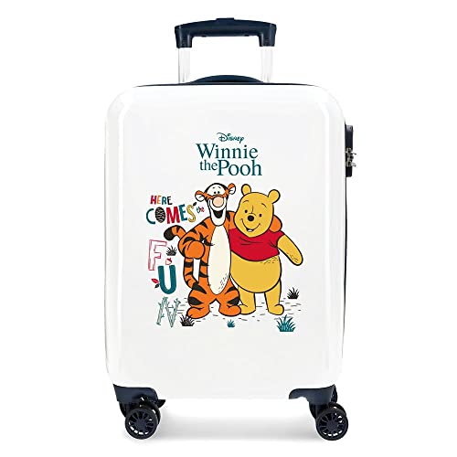 Disney Kubuś Puchatek walizka kabinowa biała 38 x 55 x 20 cm sztywne ABS kombinowane zamknięcie boczne 34 l 2 kg 4 podwójne koła