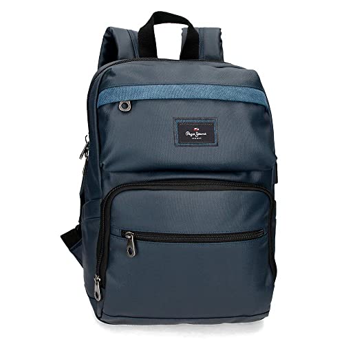 Pepe Jeans Court plecak na laptopa, regulowany, do 30,5 cm, niebieski, 25 x 37 x 10 cm, bawełna i poliester, 9 l