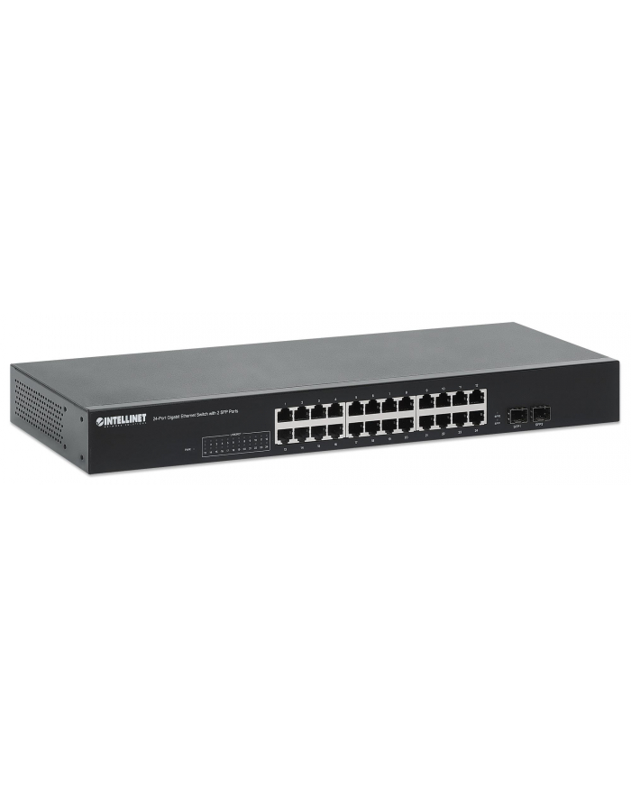 INTELLINET 24Port Gigabit Ethernet Switch with 2 SFP Ports 24 x RJ45 Ports IEEE 802.3az Energy Efficient Ethernet Rackmount